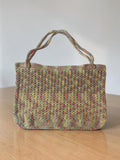 Handmade Crochet Tote Purse – Pastel Multicolor Handbag (Large)
