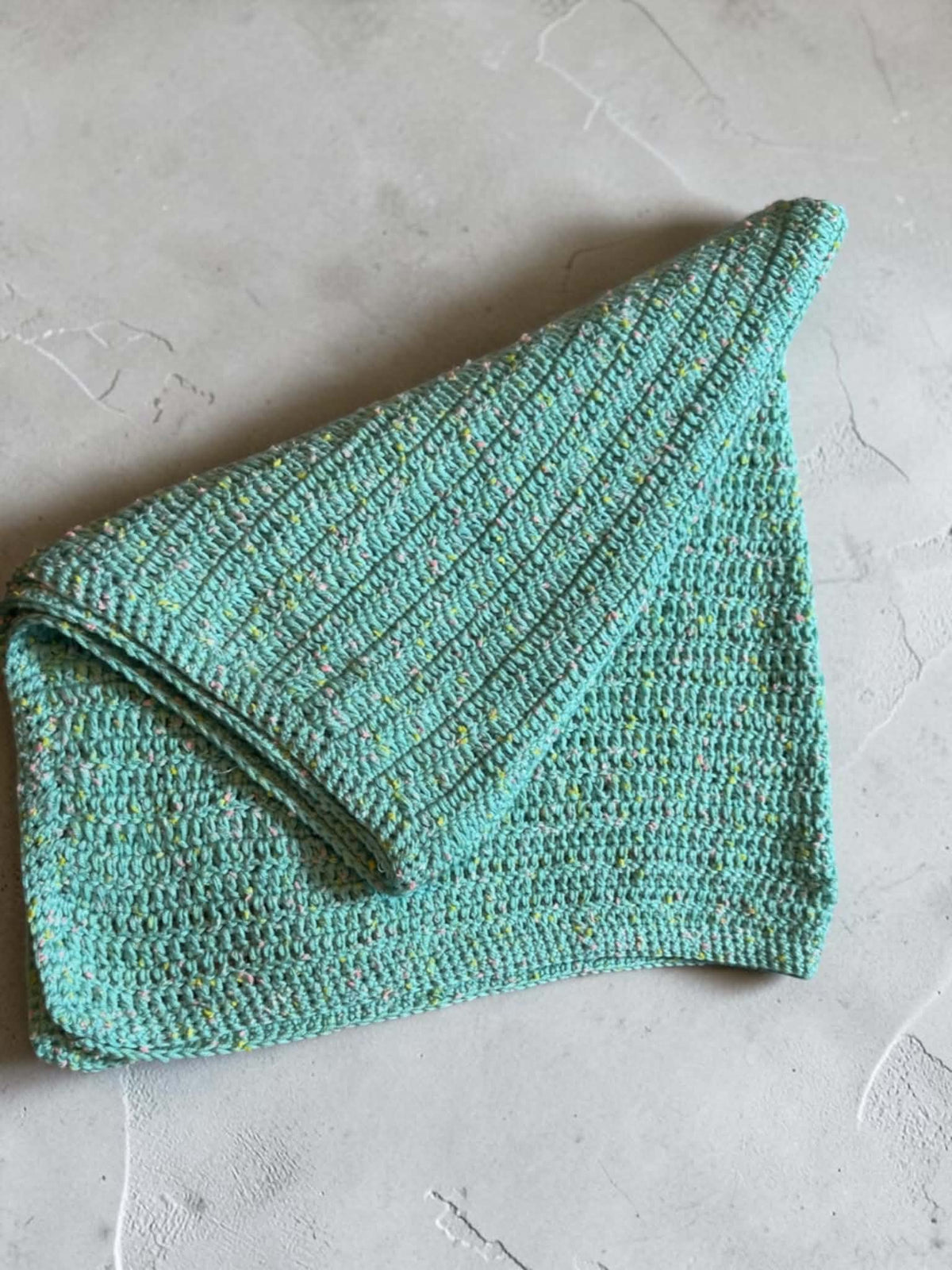 Large Handmade Crochet Baby Blanket – Mint Confetti