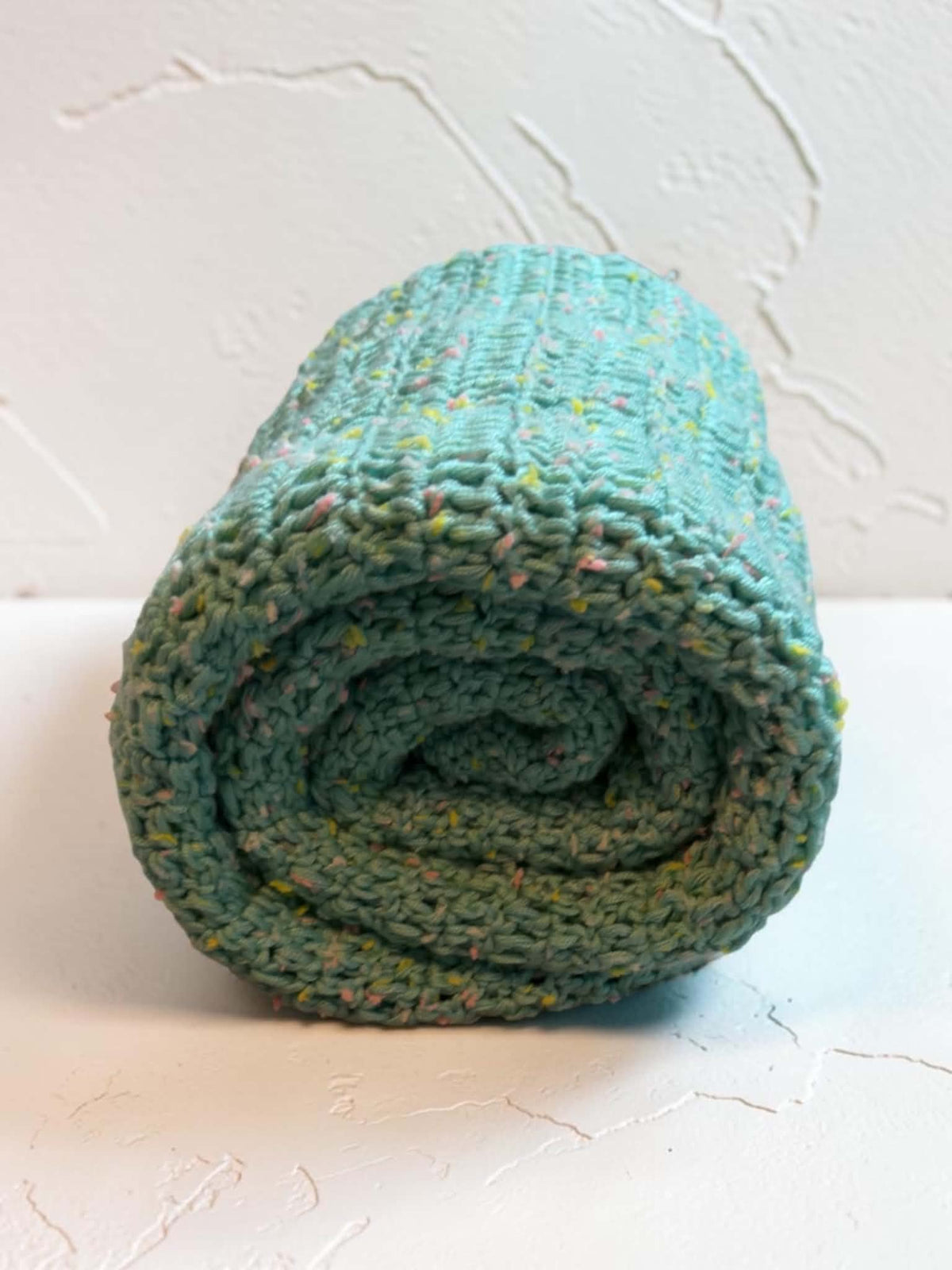Large Handmade Crochet Baby Blanket – Mint Confetti