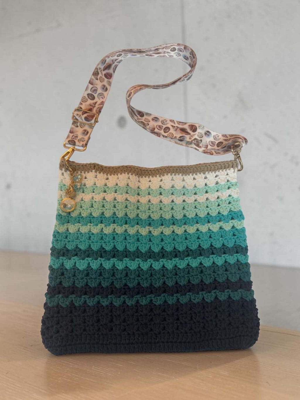 Sea Crossbody Hand Crocheted Purse