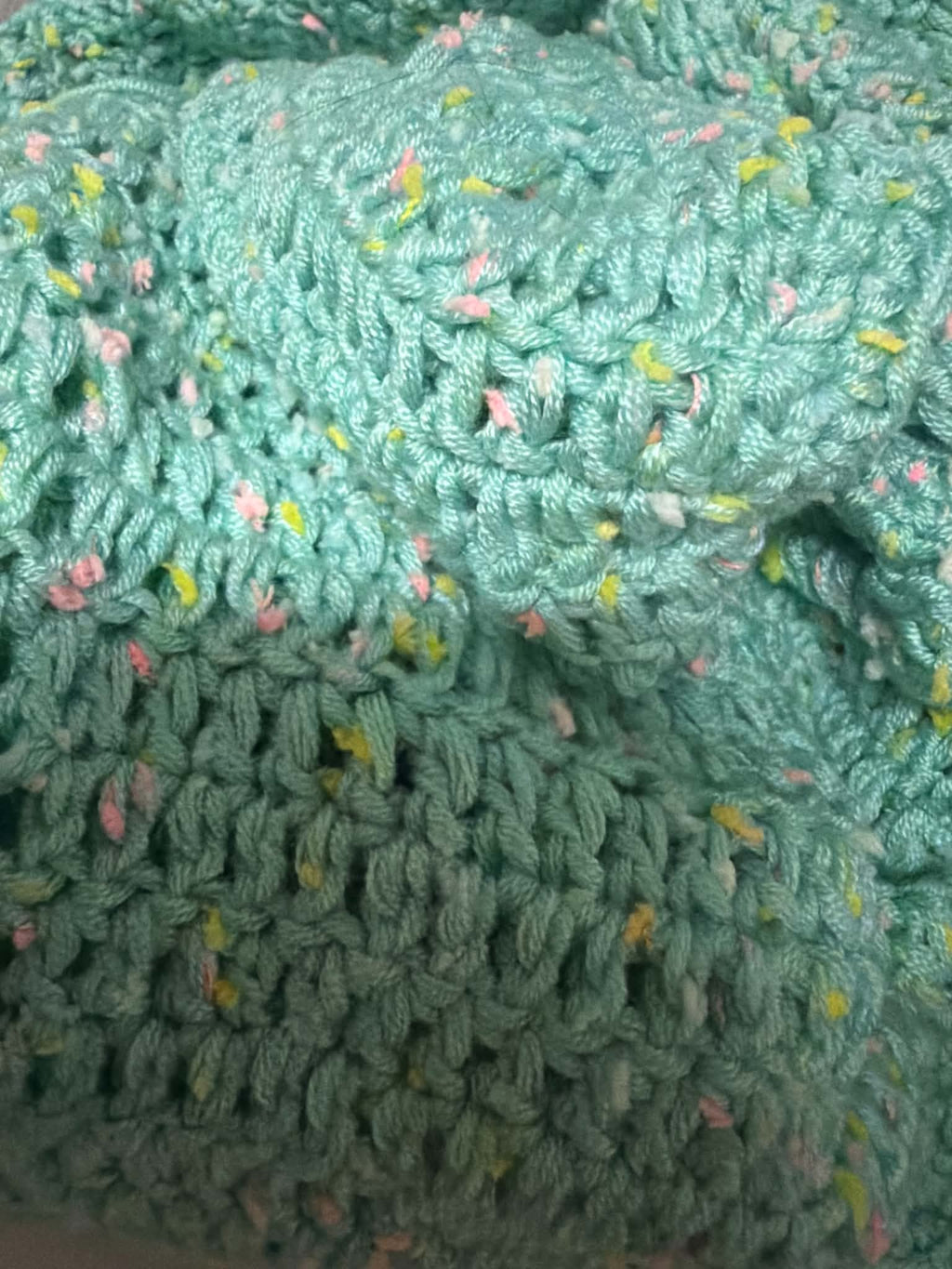 Large Handmade Crochet Baby Blanket – Mint Confetti
