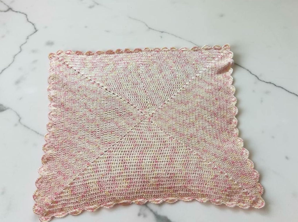 Handmade Crochet Baby Blanket – Blush Pink Confetti