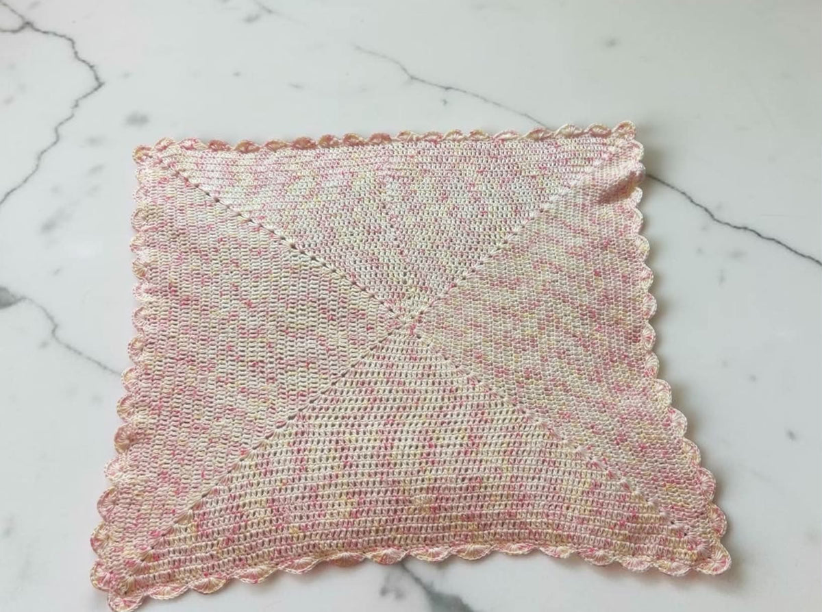 Handmade Crochet Baby Blanket – Blush Pink Confetti